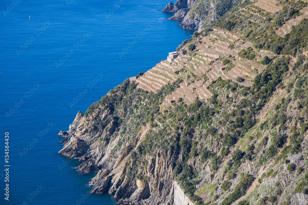 Cliff in Liguria, Italy.