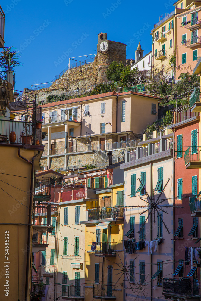 Riomaggiore in Cinque Terre in Liguria, Italy.