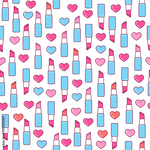 Valentine lipstick seamless pattern