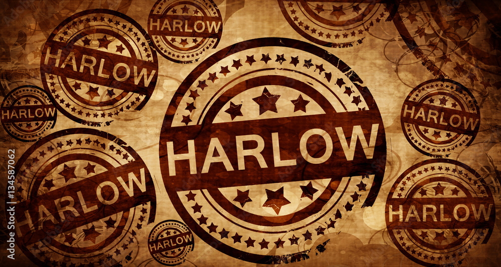 Harlow, vintage stamp on paper background