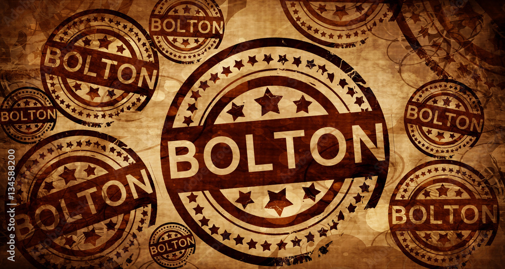 Bolton, vintage stamp on paper background