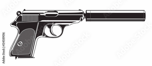 Gun with silencer - Illustration photo
