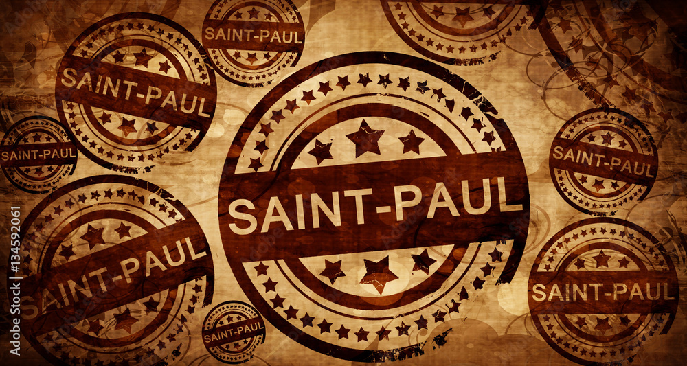 saint-paul, vintage stamp on paper background