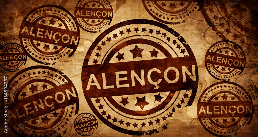 alencon, vintage stamp on paper background