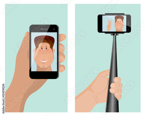 Taking a self portrait with monopod. Self Portrait Tool For Smar