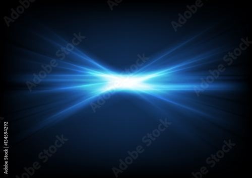 Bright shiny blue glowing laser beams
