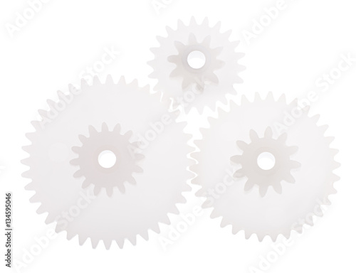 group of three gears isolated on white