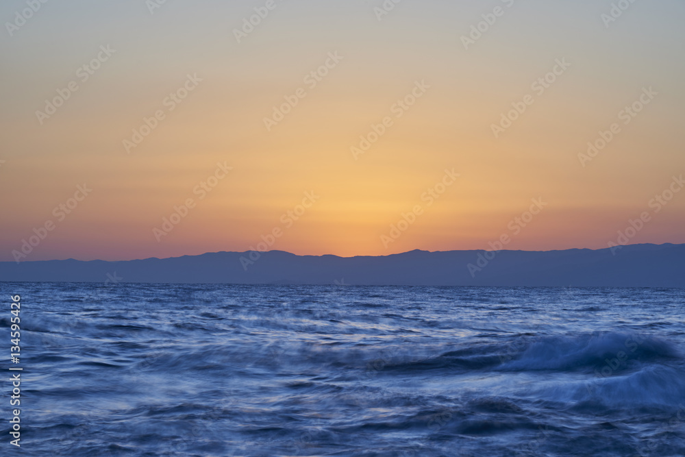 Sea waves after sunset from Enoshima, Kanagawa Prefecture, Japan