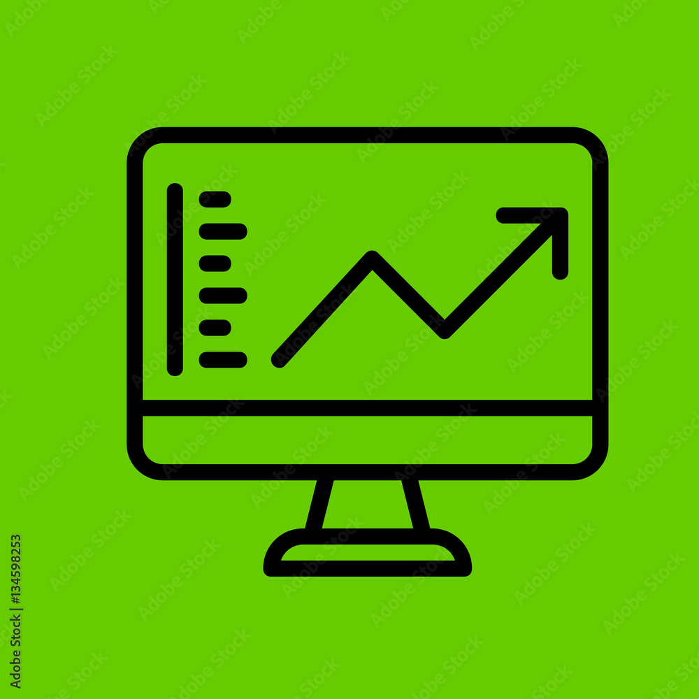 analytic graph on monitor icon flat disign analytic graph on monitor icon flat disign
