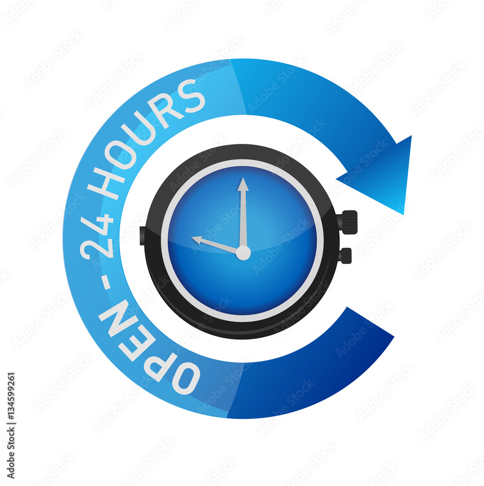 open 24 hours watch sign illustration isolated open 24 hours watch sign illustration isolated