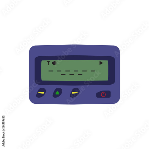 Isolated pager icon on white background. Wireless communication messenger in 90s.