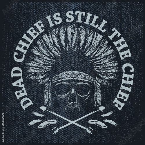 skull indian chief hand drawing style