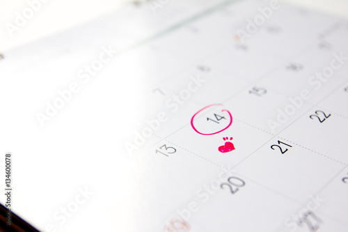 Focus on number 14 on calendar (Concept for 14 February (Valent © bankrx