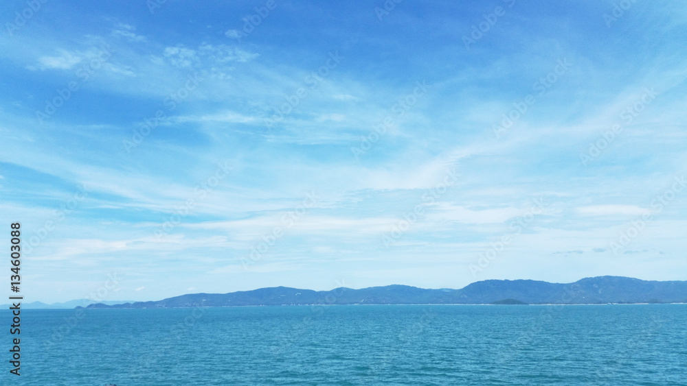 Clear beautiful sky with the sea and island Clear beautiful sky with the sea and island