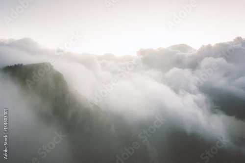 Rocky Mountains cliff and clouds Landscape Travel aerial view serene scenery wild nature