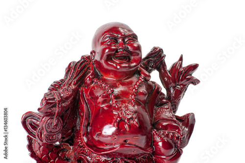 Statue laughing Buddha - Budai or Hotei. isolated cheerful monk.
