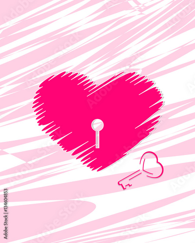 Pink Heart with Key Lock