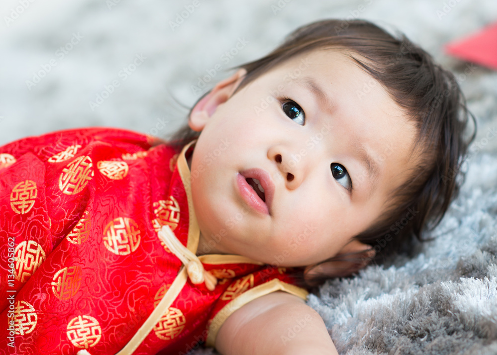 Cute baby in chinese dress Cute baby in chinese dress
