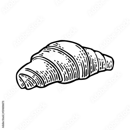 Croissant. Vector black hand drawn vintage engraving