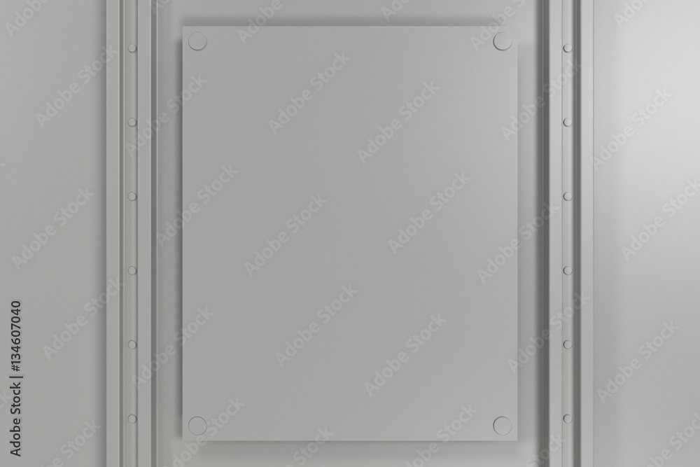 Obraz premium Rectangular white plate texture with rivets