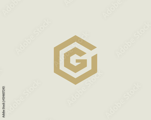 Abstract letter G vector logotype. Line hexagon creative simple logo design template. Universal geometric symbol font icon.