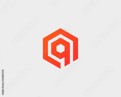 Abstract letter Q vector logotype. Line hexagon creative simple logo design template. Universal geometric symbol font icon.