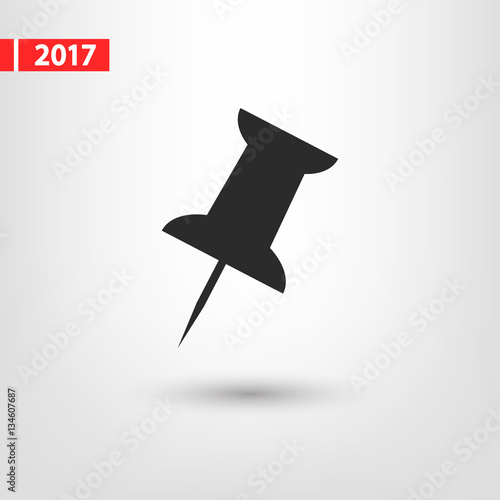 push pin icon, vector illustration. Flat design style