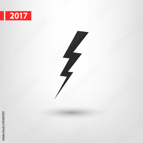 lightning icon, vector illustration. Flat design style