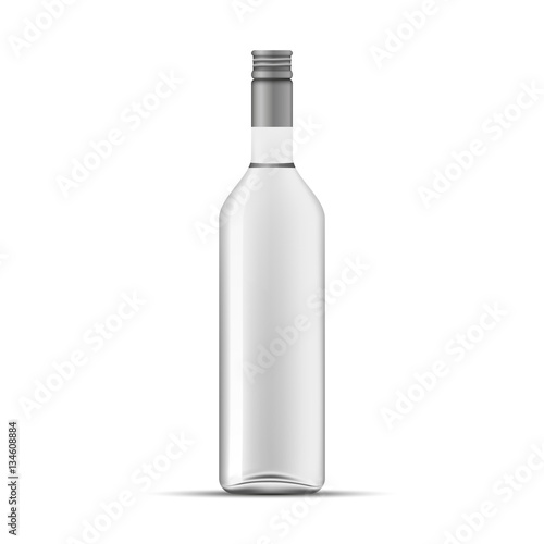 Glass Vodka bottle template, isolated on white