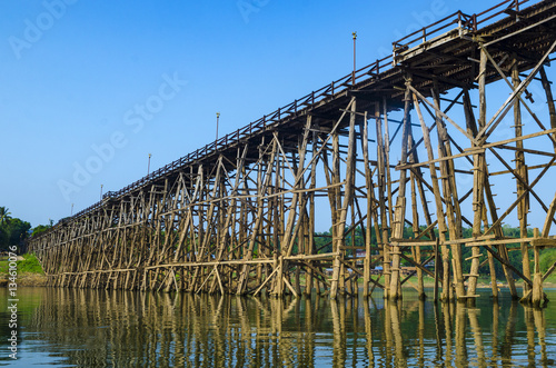 long wooden bridge in Sangk...