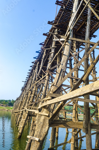 long wooden bridge in Sangk...