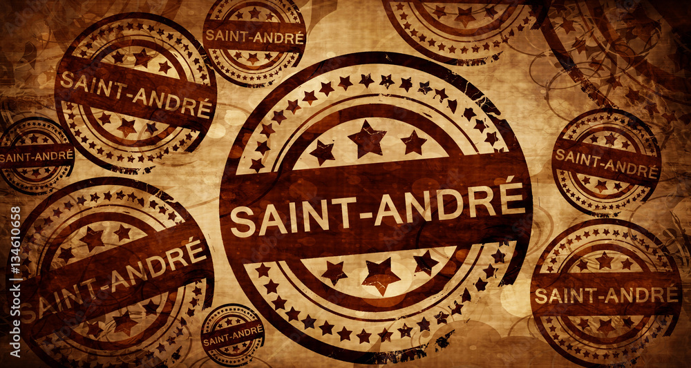 saint-andre, vintage stamp on paper background