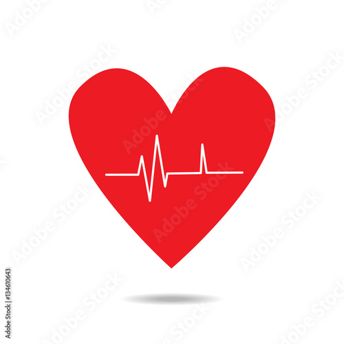 red heart icon with sign heartbeat
