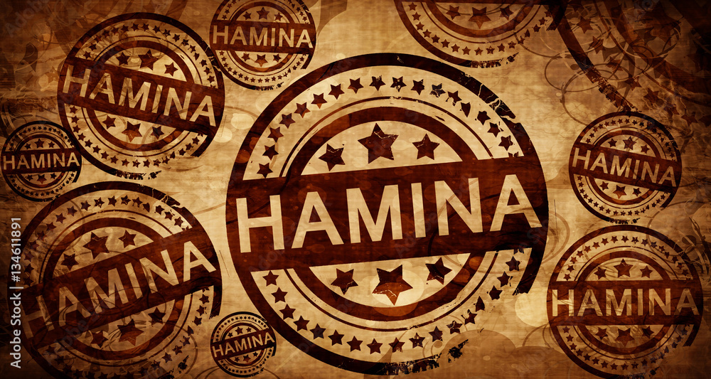 Hamina, vintage stamp on paper background