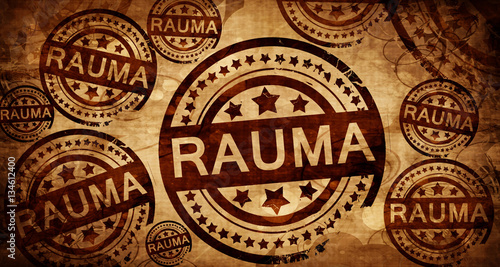 Rauma, vintage stamp on paper background