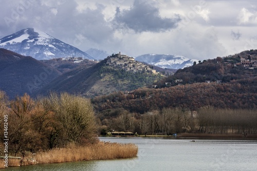 The ancient medieval village of Labro and Piediluco lake, Rieti, Italy photo