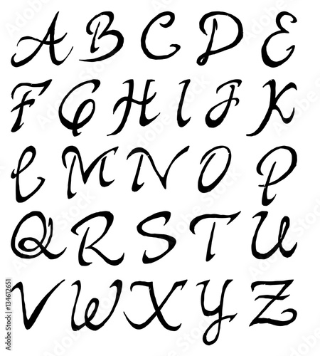 Black fonts hand made tracing from sketch Vector Illustration