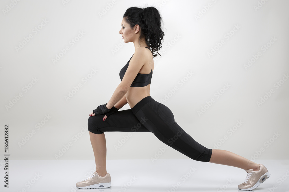 beautiful brunette woman doing various exercise fitness beautiful brunette woman doing various exercise fitness