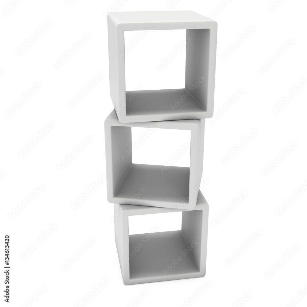 Product display boxes. 3D render isolated on white. Platform or Stand Illustration. Template for Object Presentation. Product display boxes. 3D render isolated on white. Platform or Stand Illustration. Template for Object Presentation.