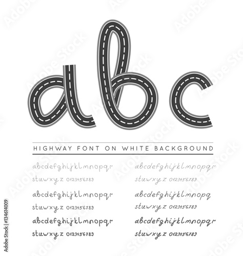 Road highway font with numbers