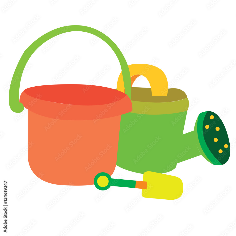 Obraz premium Isolated garden set toys on a white background, Vector illustration