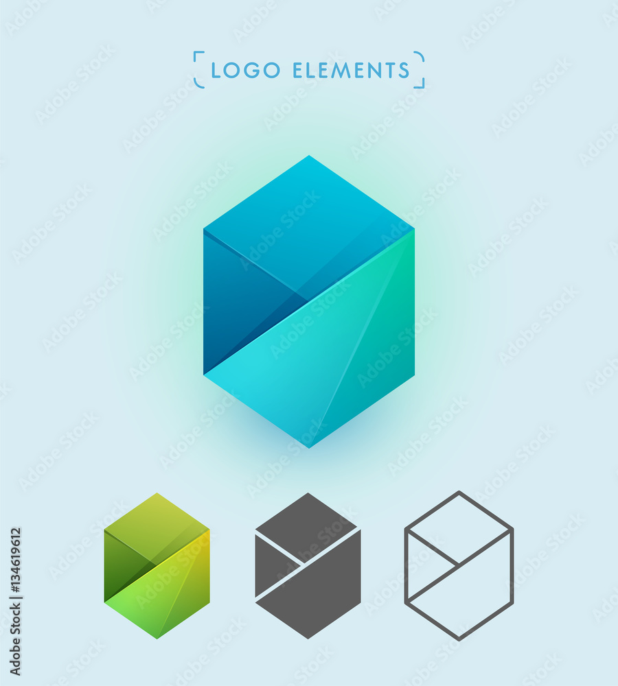 Abstract logo elements collection. Hexagon shape Abstract logo elements collection. Hexagon shape