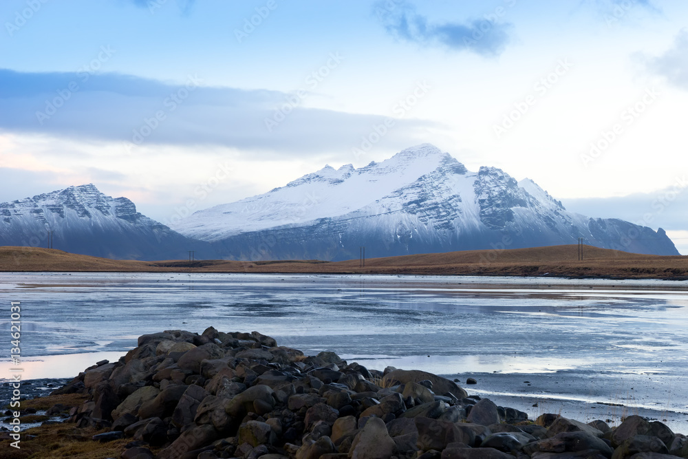 Snowy Mountain view in Hofn - Iceland