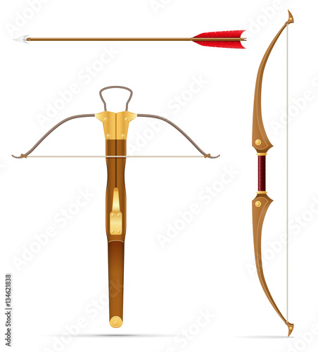 battle crossbow and bow medieval stock vector illustration