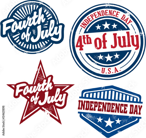 Vintage Fourth of July USA Celebration Stamps