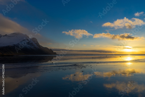 Sunset colors on Vestrahorn at iceland