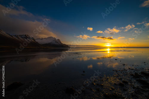 Sunset colors on Vestrahorn at iceland