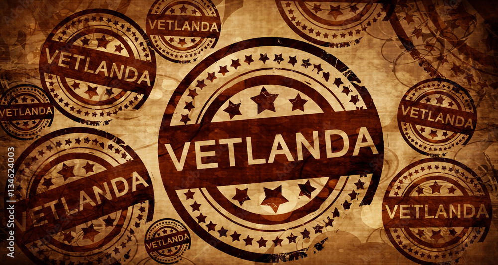 Vetlanda, vintage stamp on paper background