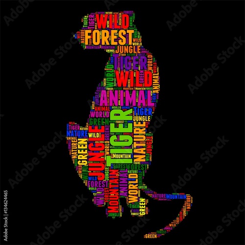 Fototapeta Naklejka Na Ścianę i Meble -  Tiger Typography word cloud colorful Vector illustration
