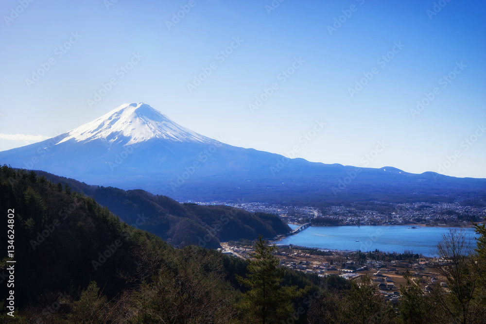 abstract view point of fujikawaguchiko and lake - can use to display or montage on product